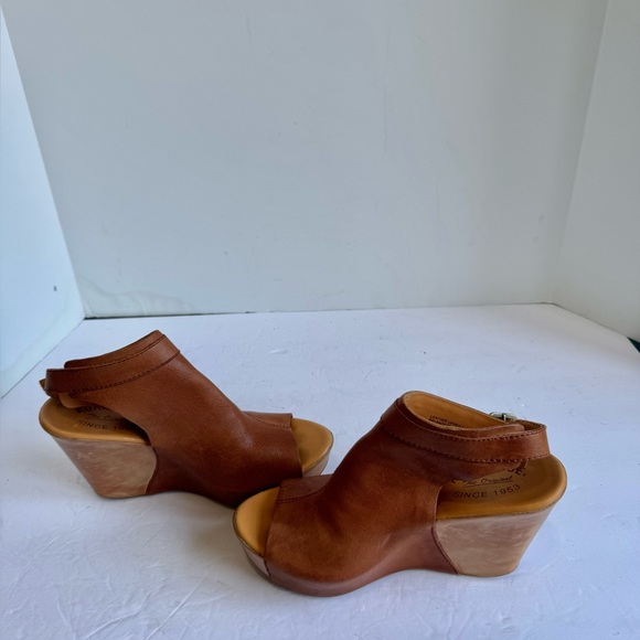 KORK-EASE Berit Wedge Leather Suede Tan Open Toe Buckle. Size 7M - Picture 7 of 12
